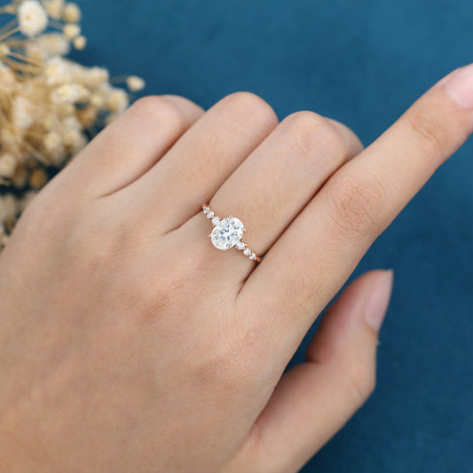 1.33 CT Oval Pave Moissanite Engagement Ring