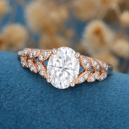 1.33 CT Oval Cluster Moissanite Engagement Ring