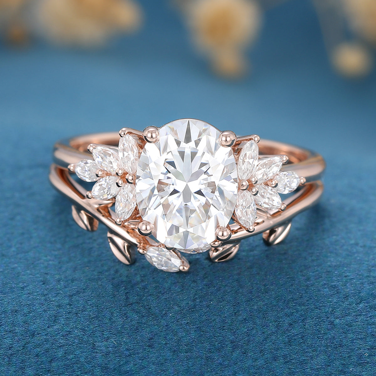 1.33 CT Oval Moissanite Bridal Set