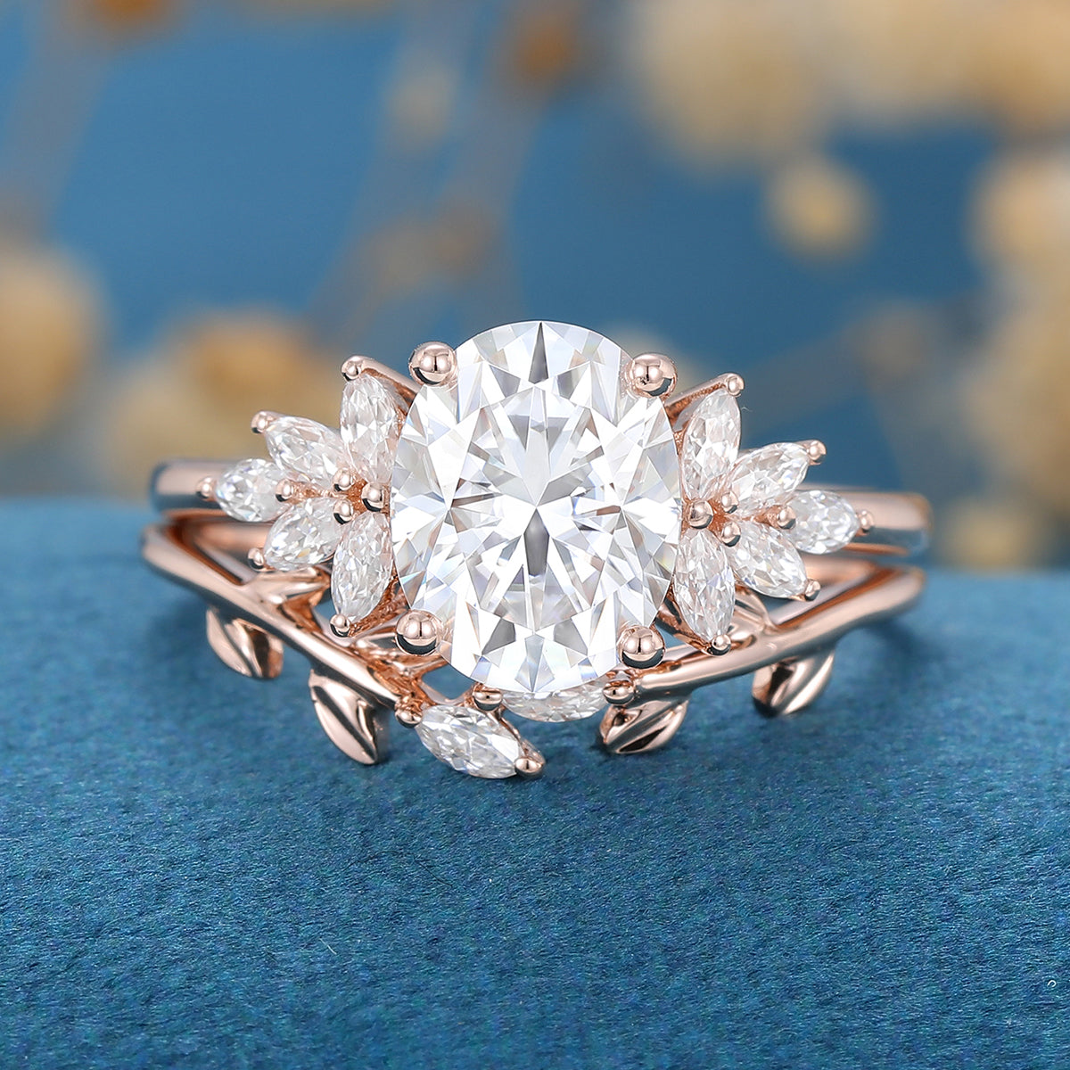 1.33 CT Oval Moissanite Bridal Set