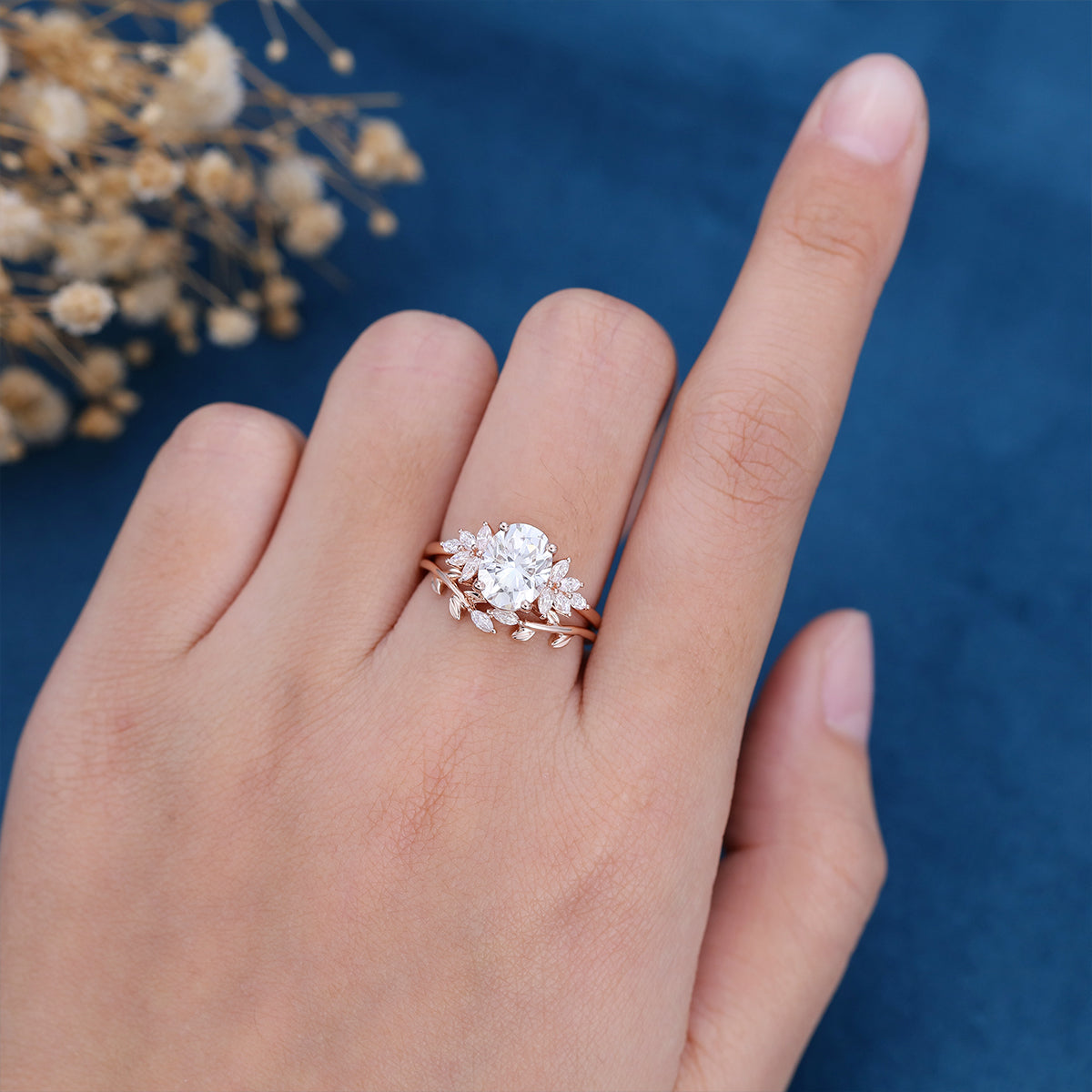 1.33 CT Oval Moissanite Bridal Set