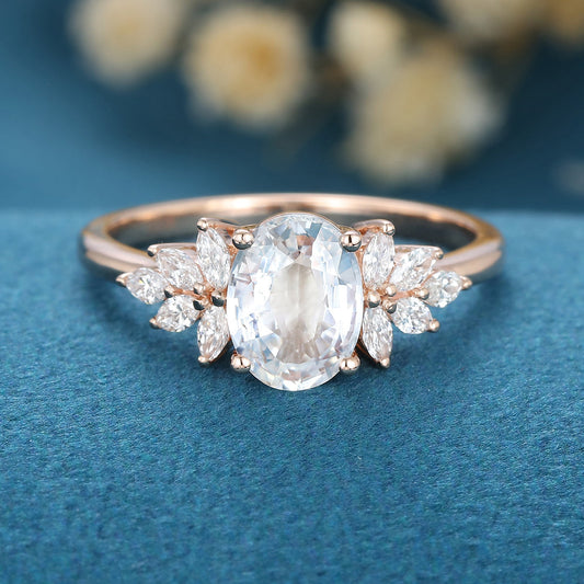 1.33 CT Oval Cluster Moissanite Engagement Ring