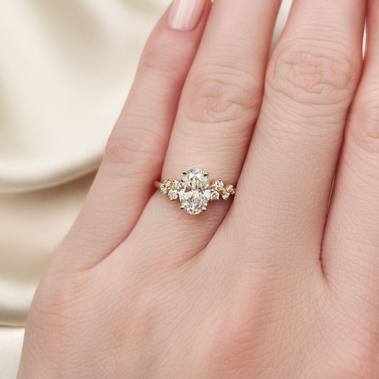 0.50 CT Oval Cluster Moissanite Engagement Ring