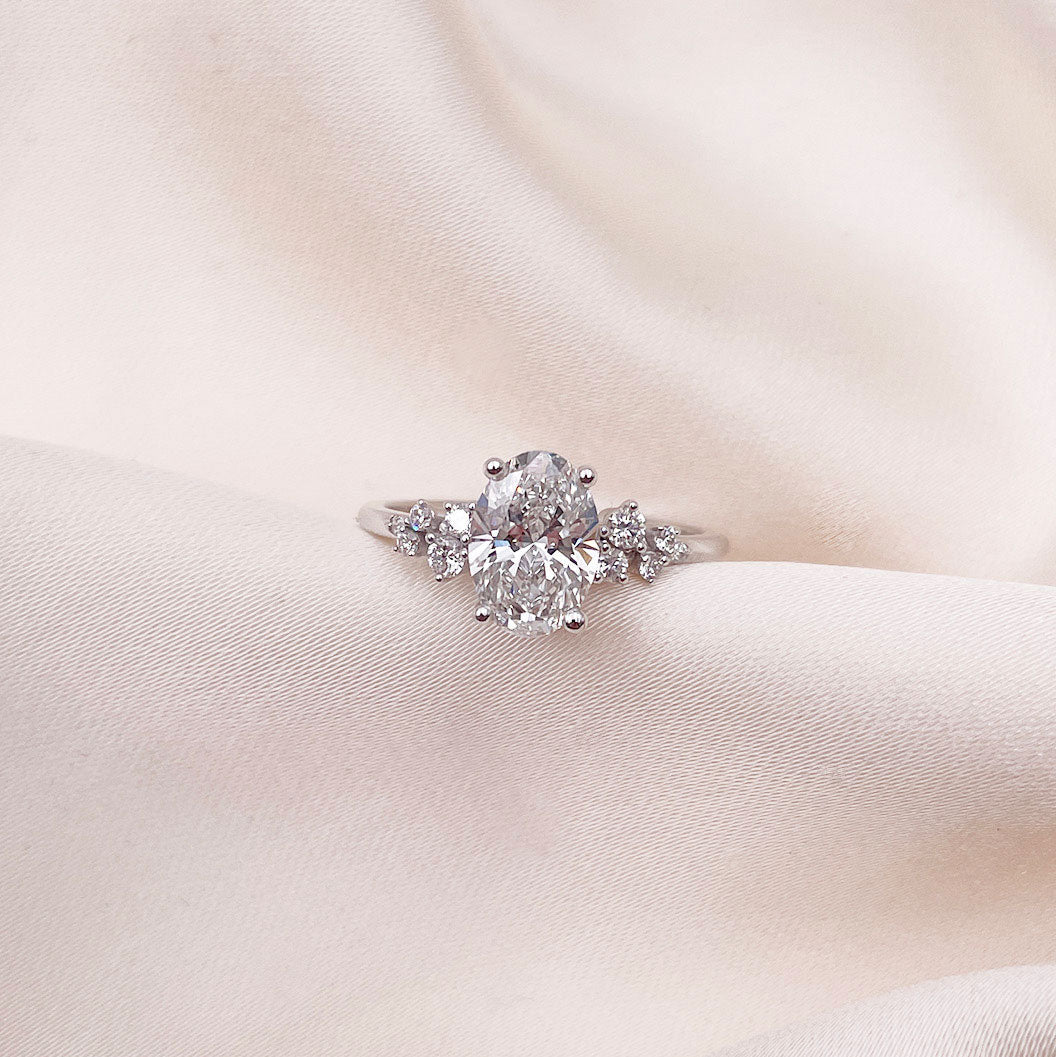 0.50 CT Oval Cluster Moissanite Engagement Ring