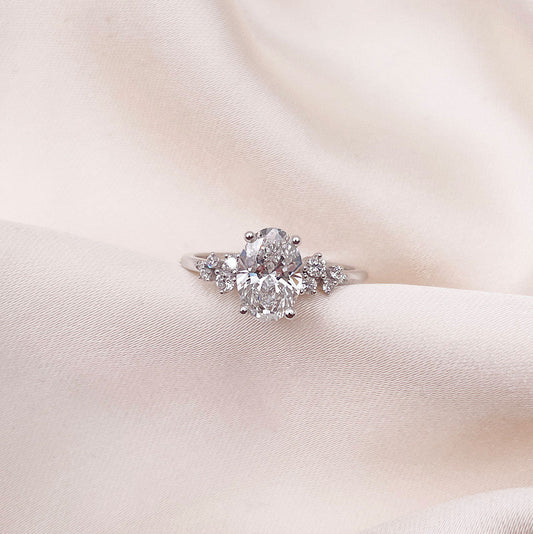 0.50 CT Oval Cluster Moissanite Engagement Ring