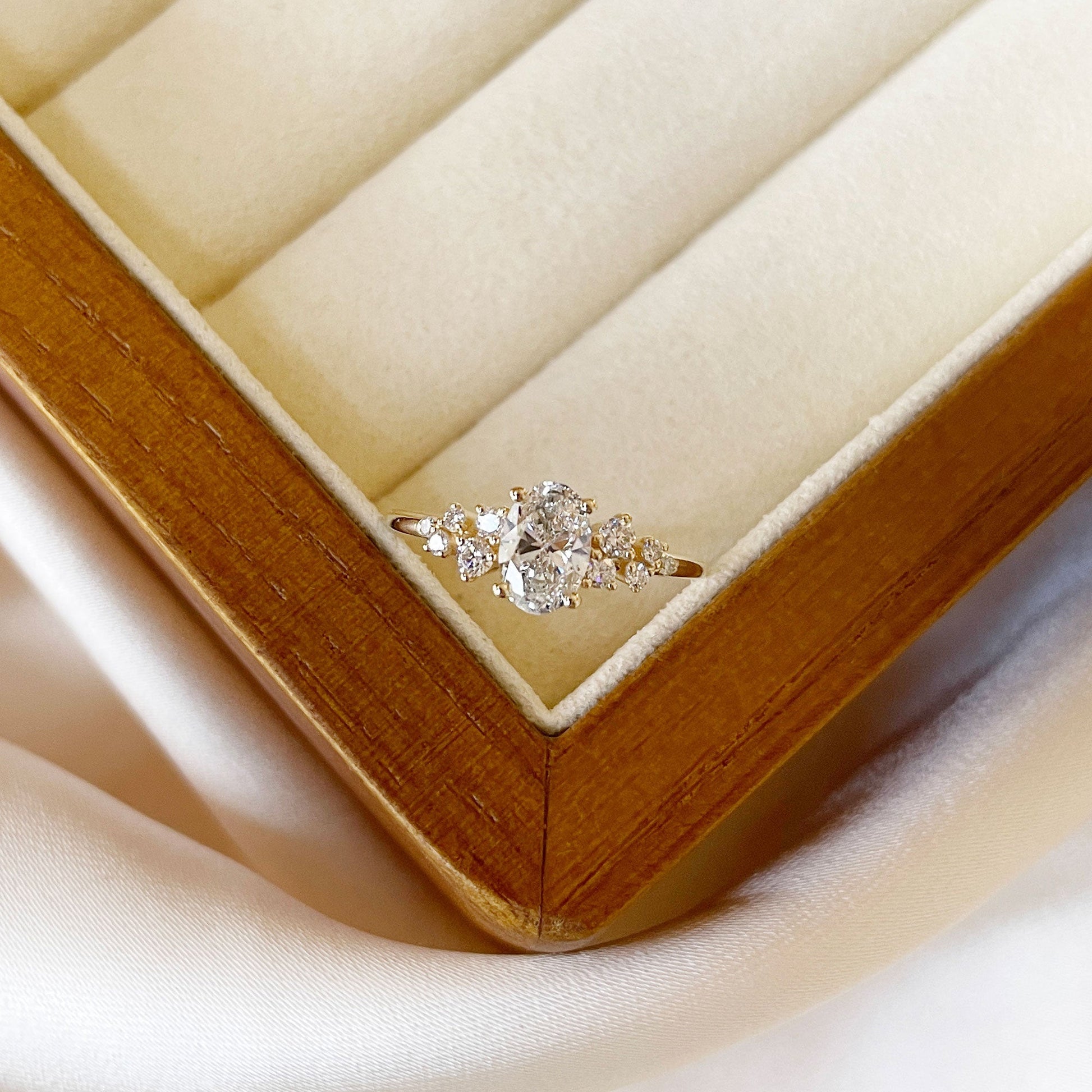 0.50 CT Oval Cluster Moissanite Engagement Ring