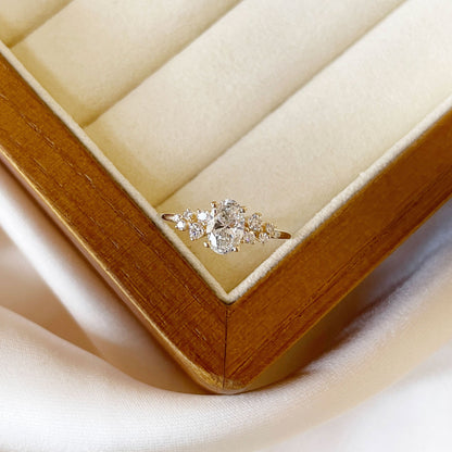 0.50 CT Oval Cluster Moissanite Engagement Ring