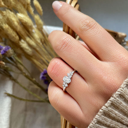 0.50 CT Oval Cluster Moissanite Engagement Ring