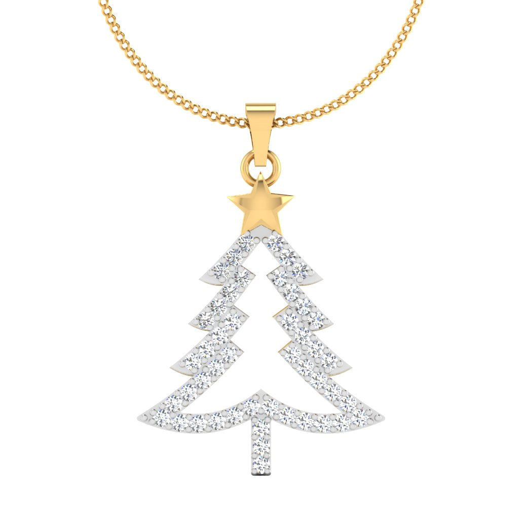 0.31 CT Round Cut Christmas Tree Pendant Moissanite Diamond Necklace