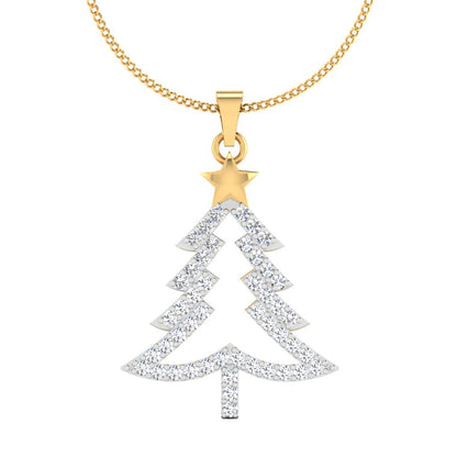 0.31 CT Round Cut Christmas Tree Pendant Moissanite Diamond Necklace