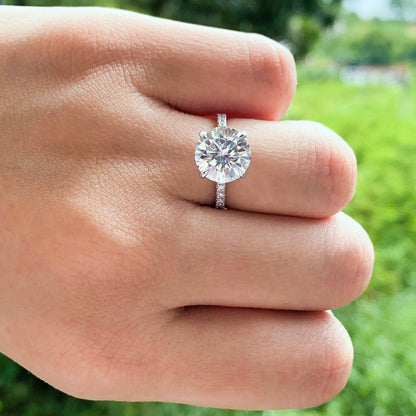 1.85 CT Round Pave Moissanite Engagement Ring