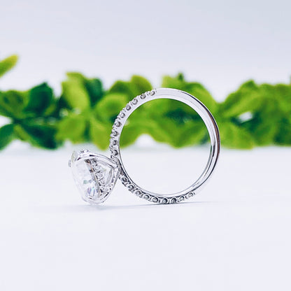 1.85 CT Round Pave Moissanite Engagement Ring