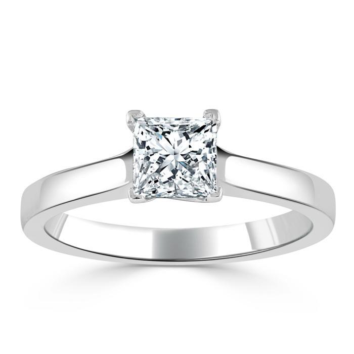 1.0 CT Princess Cut Solitaire Moissanite Engagement Ring 2