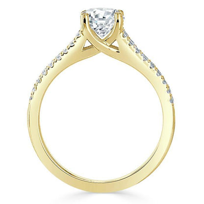 1.0 CT Cushion Cut Solitaire Split Shank Setting Moissanite Engagement Ring 6