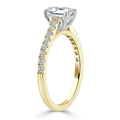 1.50 CT Emerald Cut Solitaire Pave Setting Moissanite Engagement Ring 1