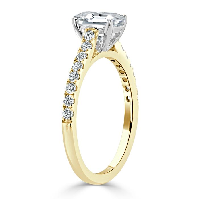 1.50 CT Emerald Cut Solitaire Pave Setting Moissanite Engagement Ring 1