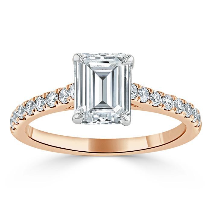 1.50 CT Emerald Cut Solitaire Pave Setting Moissanite Engagement Ring 2