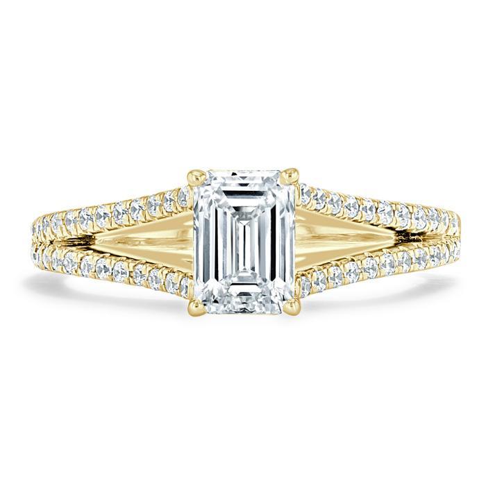 1.0 CT Emerald Cut Solitaire Split Shank Setting Moissanite Engagement Ring 5