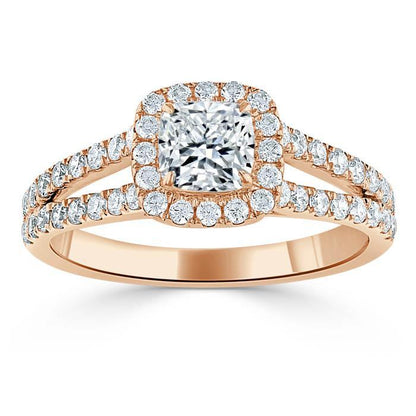 1.0 CT  Cushion Cut Halo Split Shank Setting Moissanite Engagement Ring 8