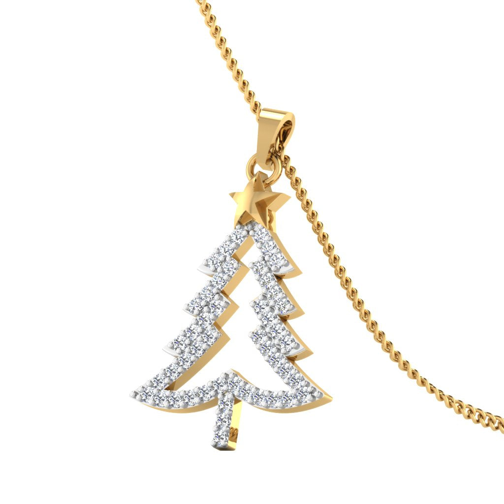 0.31 CT Round Cut Christmas Tree Pendant Moissanite Diamond Necklace