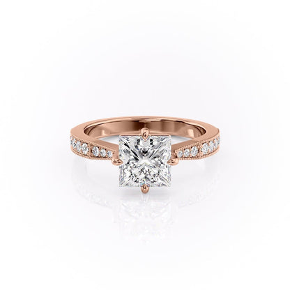 2.08 CT Princess Pave Moissanite Engagement Ring