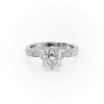 2.08 CT Princess Pave Moissanite Engagement Ring