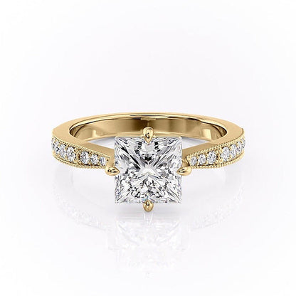 2.08 CT Princess Pave Moissanite Engagement Ring