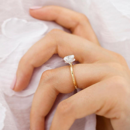1.5 CT Elongated Cushion Hidden Halo Moissanite Engagement Ring