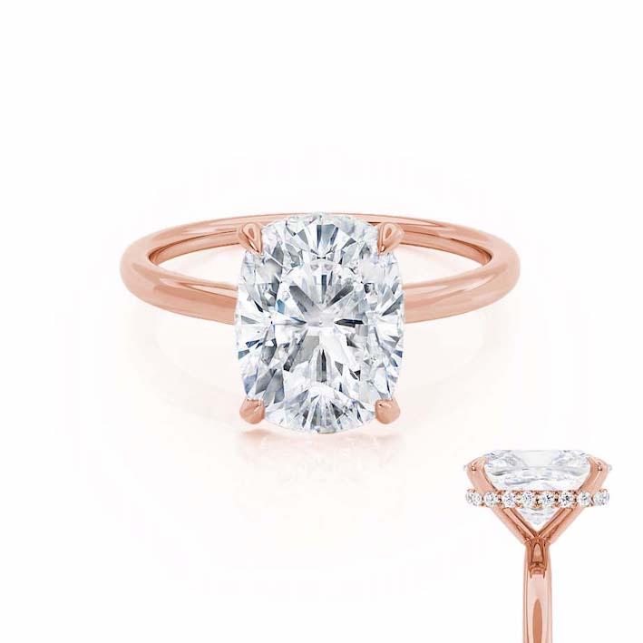 1.5 CT Elongated Cushion Hidden Halo Moissanite Engagement Ring
