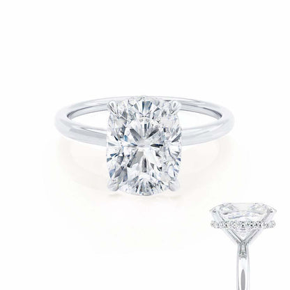 1.5 CT Elongated Cushion Hidden Halo Moissanite Engagement Ring