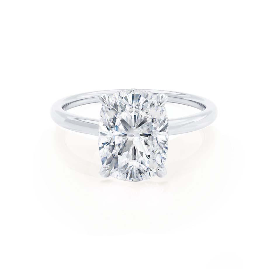 1.5 CT Elongated Cushion Hidden Halo Moissanite Engagement Ring