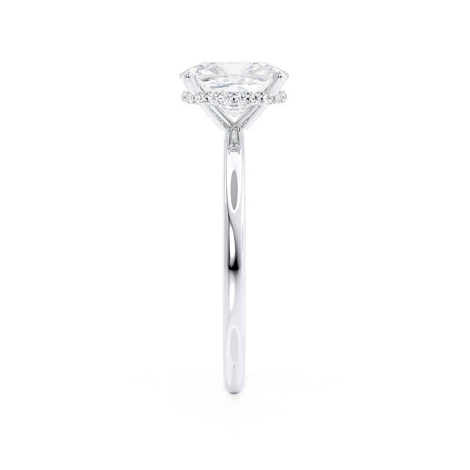 1.5 CT Elongated Cushion Hidden Halo Moissanite Engagement Ring