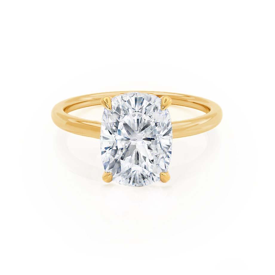 2 CT Elongated Cushion Hidden Halo Moissanite Engagement Ring