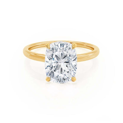 2 CT Elongated Cushion Hidden Halo Moissanite Engagement Ring
