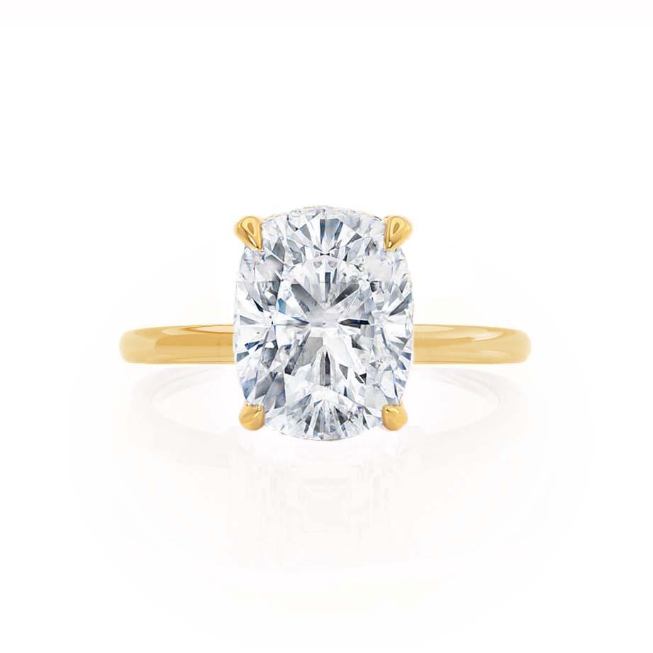 2 CT Elongated Cushion Hidden Halo Moissanite Engagement Ring