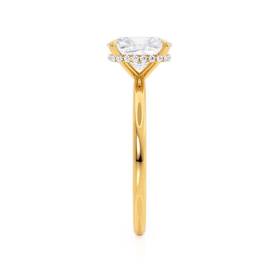 2 CT Elongated Cushion Hidden Halo Moissanite Engagement Ring