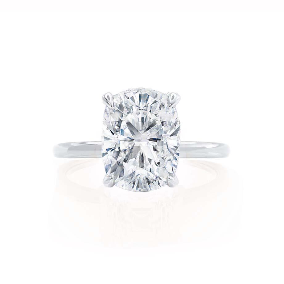 1.5 CT Elongated Cushion Hidden Halo Moissanite Engagement Ring