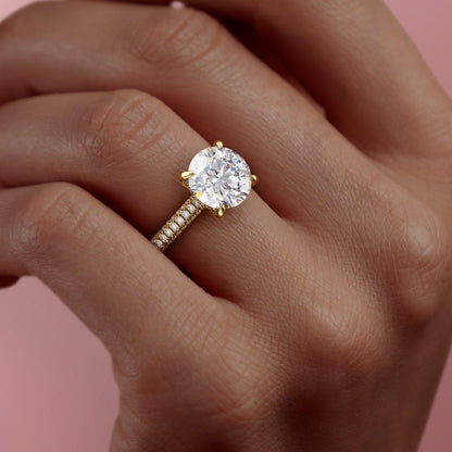 1.60 CT Round Hidden Halo & Pave Moissanite Engagement Ring