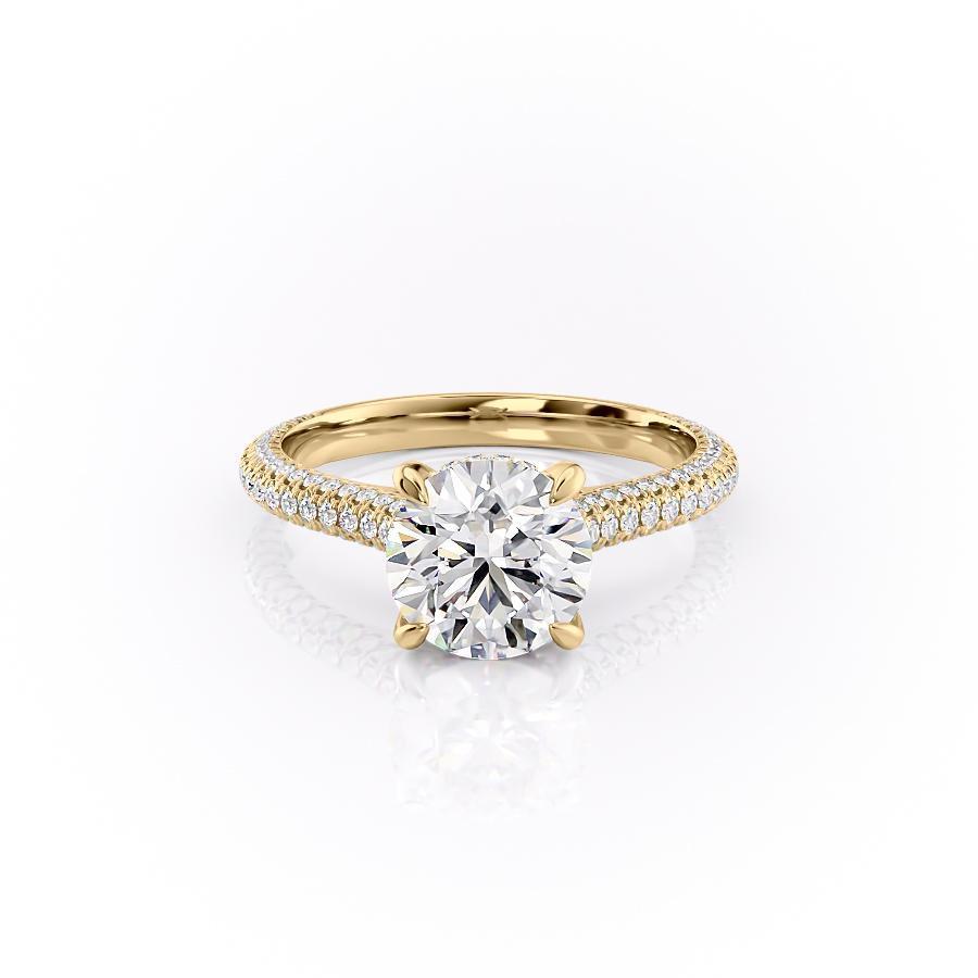 1.60 CT Round Hidden Halo & Pave Moissanite Engagement Ring