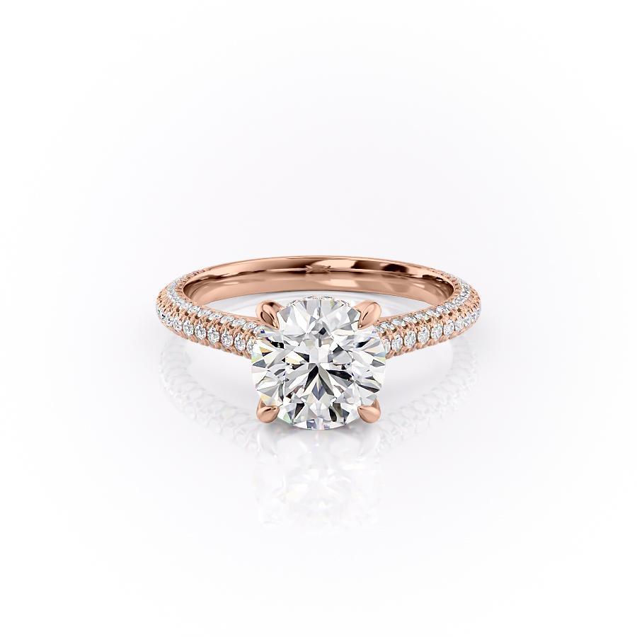1.60 CT Round Hidden Halo & Pave Moissanite Engagement Ring