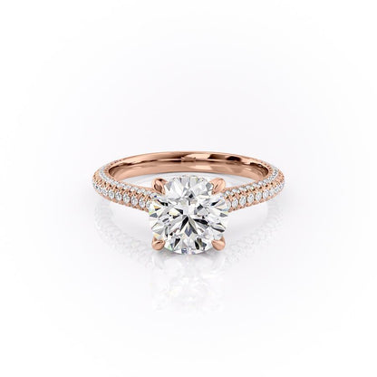 1.60 CT Round Hidden Halo & Pave Moissanite Engagement Ring