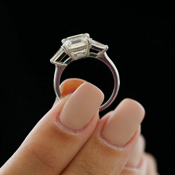 2.03 CT Asscher Hidden Halo Moissanite Engagement Ring