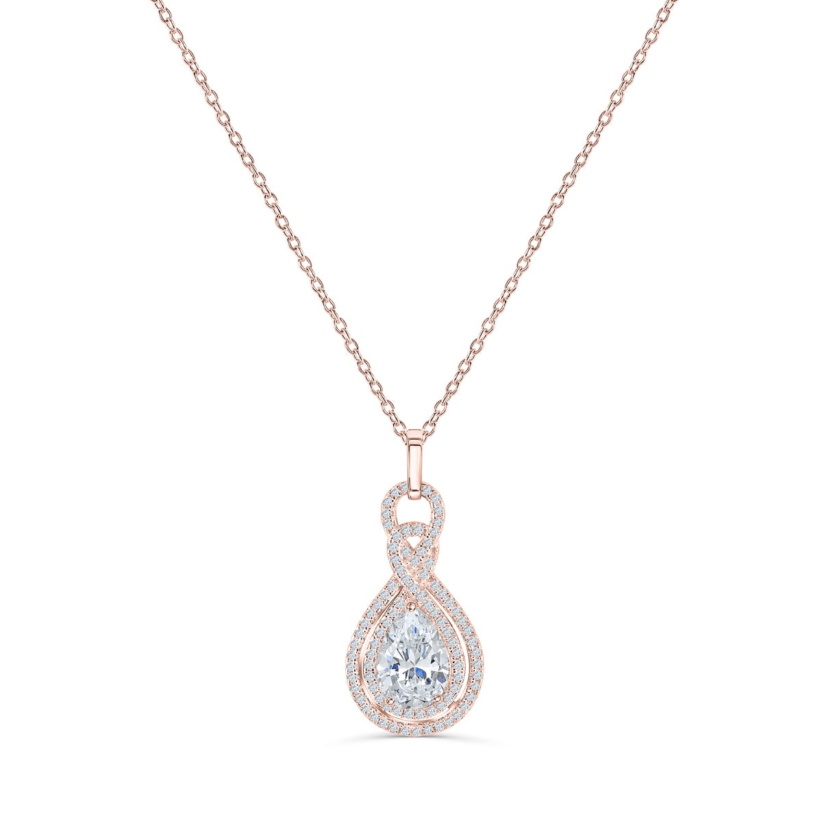 2.0 CT Pear Shaped Moissanite Necklace In Double Halo Design