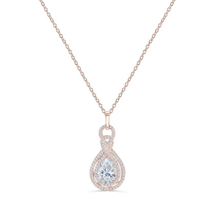 2.0 CT Pear Shaped Moissanite Necklace In Double Halo Design