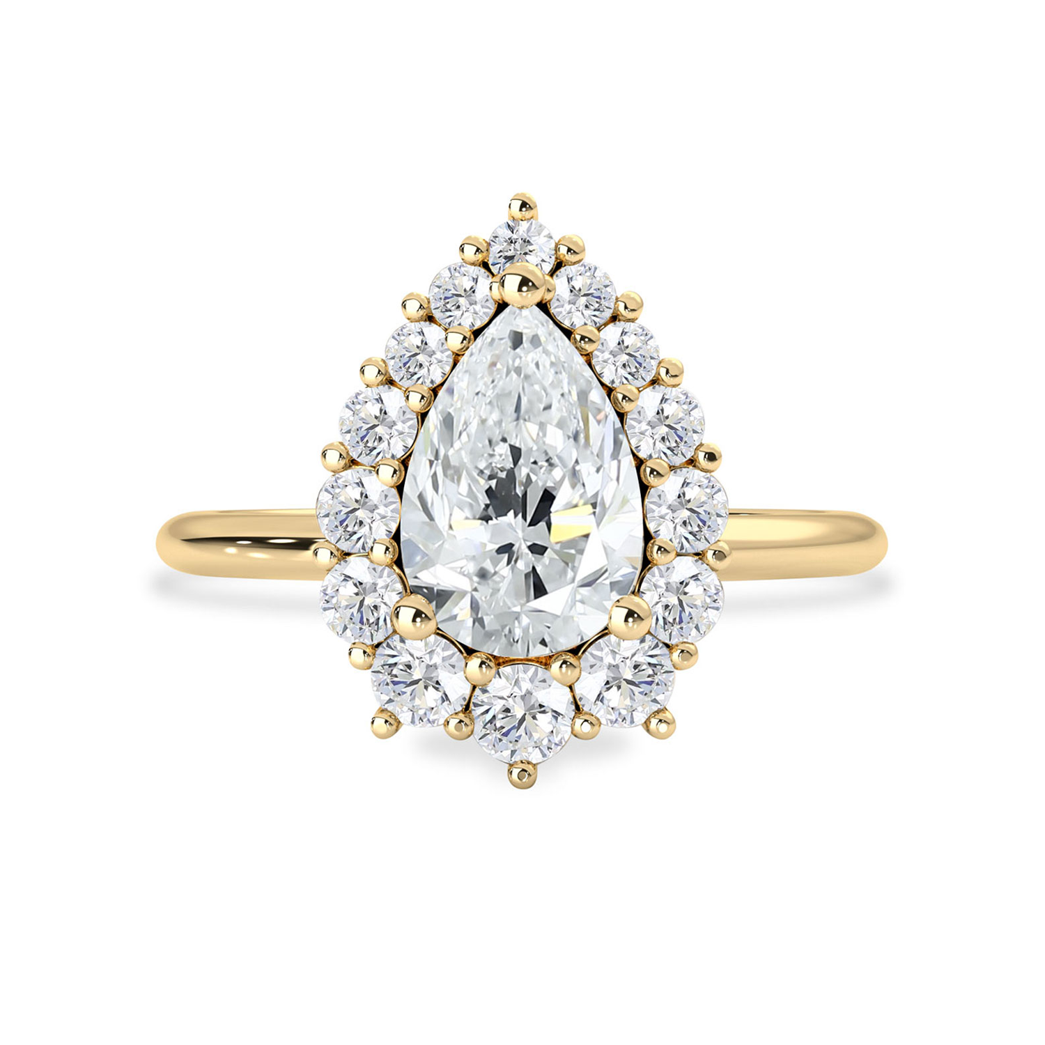 1.60 CT Pear Moissanite Halo Engagement Ring - farrellouise