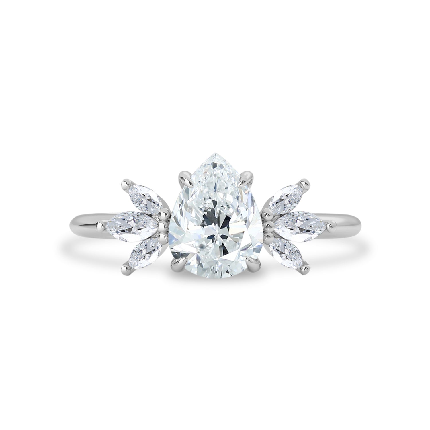 1.25 CT Pear Moissanite Cluster Engagement Ring - farrellouise