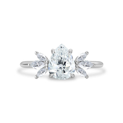 1.25 CT Pear Moissanite Cluster Engagement Ring - farrellouise