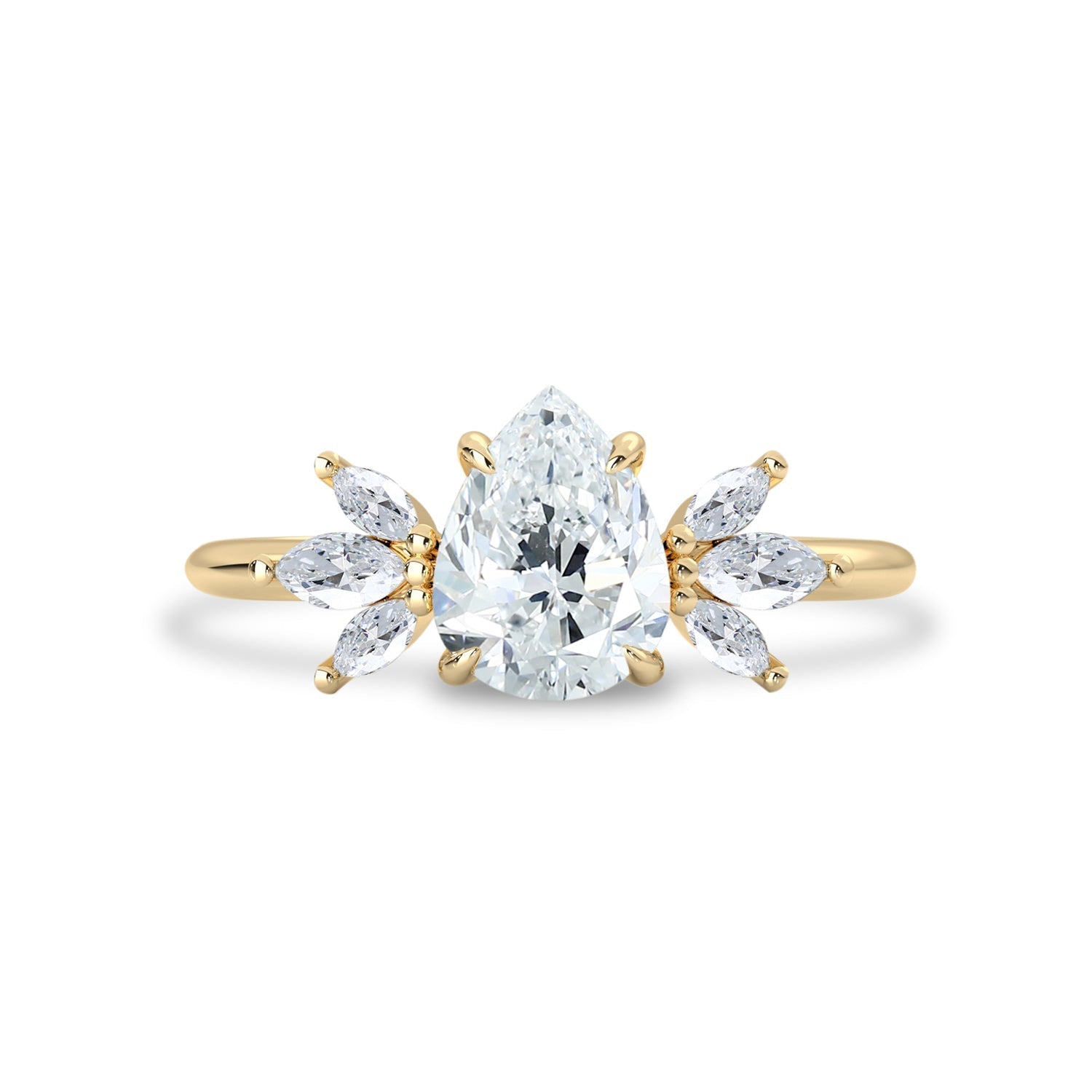 1.25 CT Pear Moissanite Cluster Engagement Ring - farrellouise