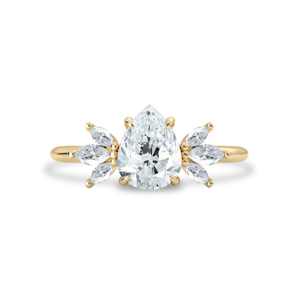 1.25 CT Pear Moissanite Cluster Engagement Ring - farrellouise