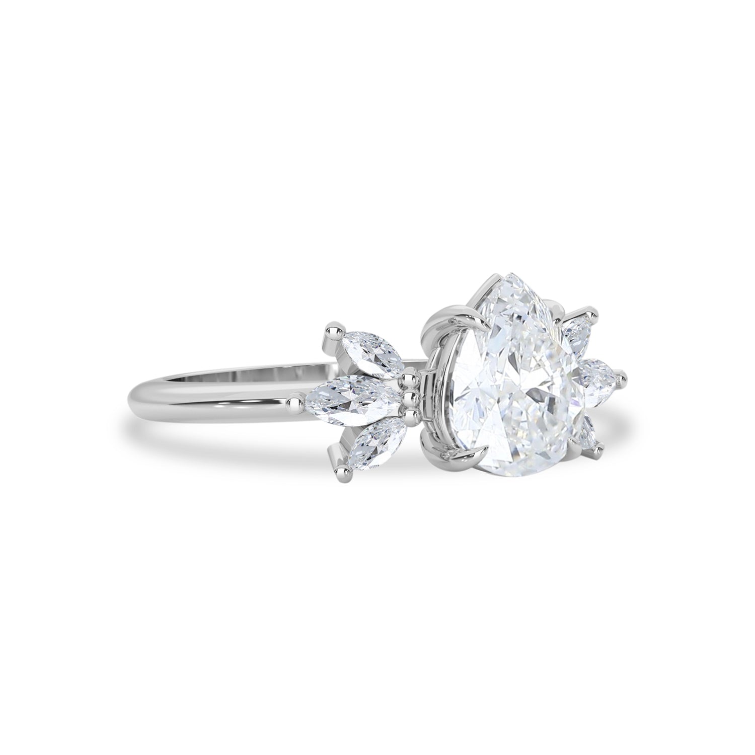 1.25 CT Pear Moissanite Cluster Engagement Ring - farrellouise